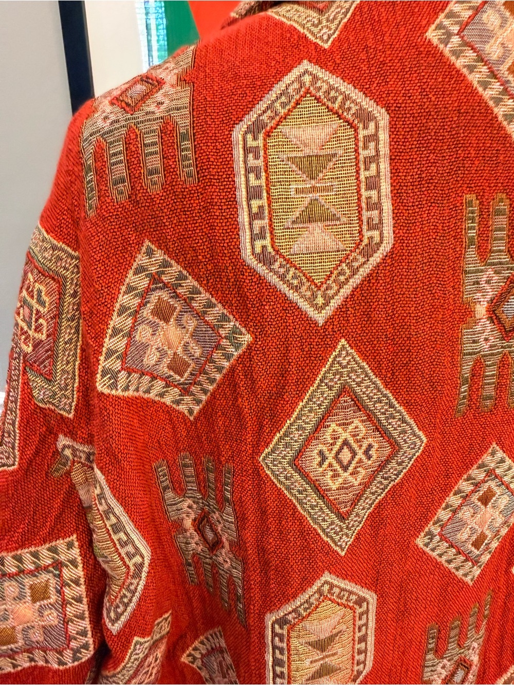 VTG The Limited Collection Tapestry Jacket Aztec Southwestern Red Boho Coat L - Picture 7 of 13